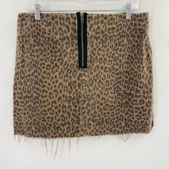 Pistola Animal Print Frayed Hem Mini Skirt Tan Black Size Large - Picture 4 of 4
